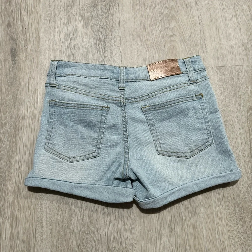 Kids BCBG Girls Light Wash Blue Denim Jean Shorts Size 12 L